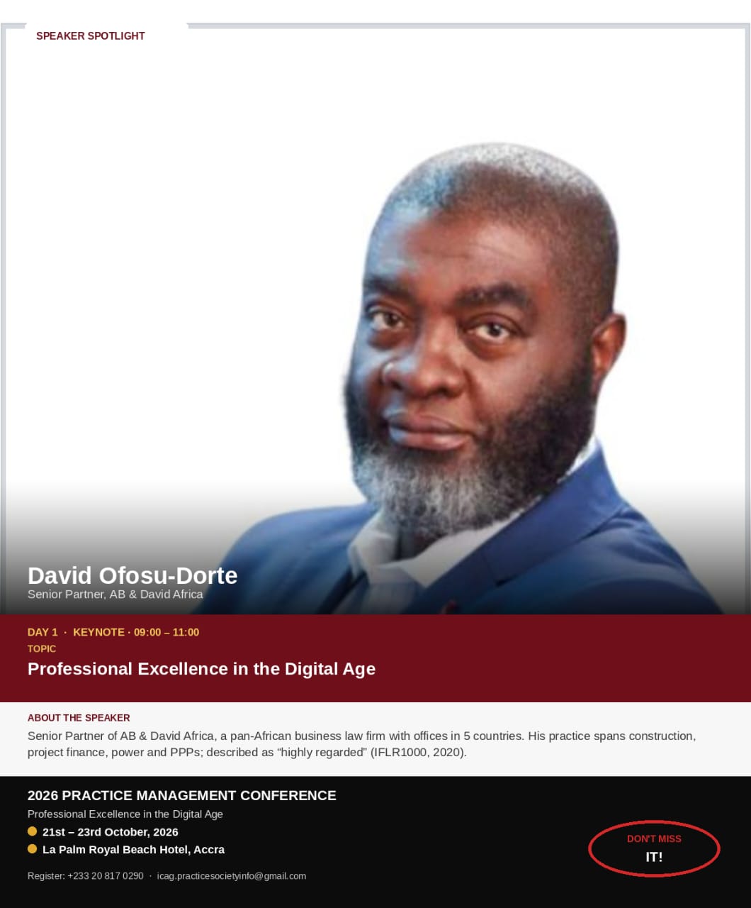 David Ofosu-Dorte, 2026 Practice Management Conference speaker spotlight