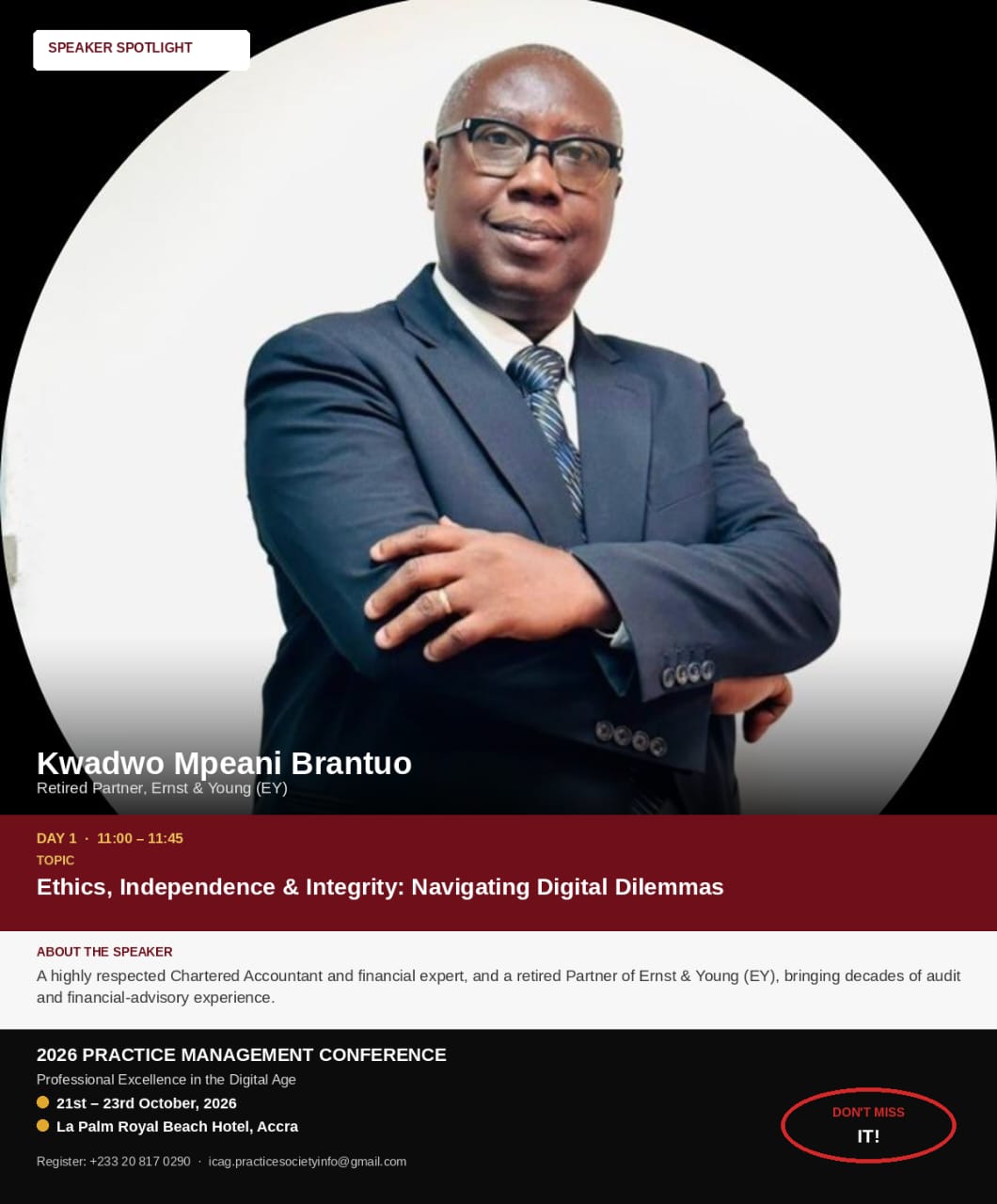 Kwadwo Mpeani Brantuo, 2026 Practice Management Conference speaker spotlight